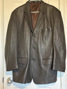 J. Ferrar Genuine Soft Leather Jacket Blazer Dark Brown Mens Size L - Picture 1 of 13