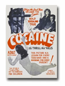AZ14 Vintage 1950er Jahre Kokain Thrill That Kills Anti-Drogen Film Poster A3  - Bild 1 von 1
