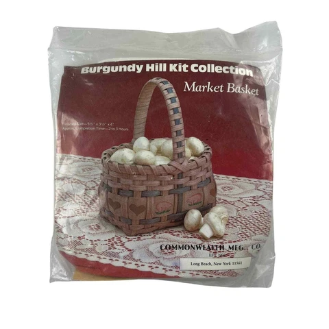 Vintage Burgundy Hill Kit Collection Market Basket 5 1/2 X 3 1/2 X 4 Inch 1988 Cover