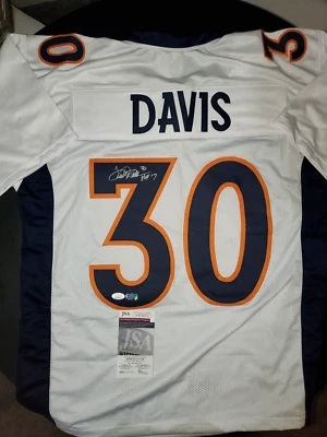 Terrell Davis Auto White custom Pro Style Jersey w/ HOF inscription JSA XL - Image 1 of 4
