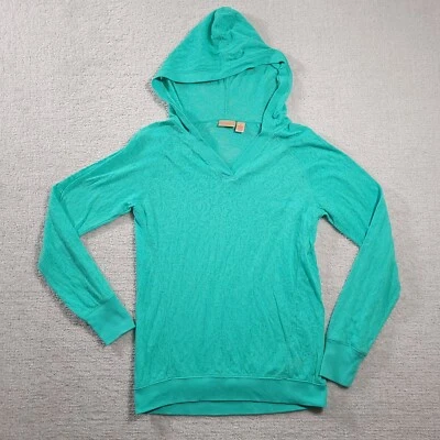 Camisa NorthCrest Para Mujer Pequeña Verde Estampado Floral Malla Manga Larga Cuello en V Con Capucha Foto 1 de 4