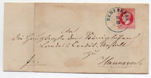 1860´s GERMANY HANNOVER COVER, SUPERB BEDERKESA BLUE CANCEL, HIGH VALUE L@@K - Picture 1 of 2