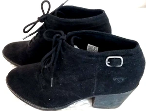 Rocket Dog Black Faux Suede Lace Up Block Heel Side Buckle Booties 9.5 - Picture 1 of 11