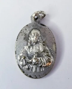 Queen of Peace Pray for Us Double Sided 3/4" Silver Tone Religious Medal Italy - Picture 1 of 5