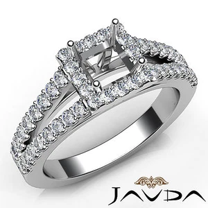 Halo Prong Set Princess Semi Mount Diamond Engagement Ring Platinum 950 0.75Ctw - Picture 1 of 7