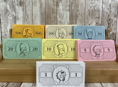 The Simpson's Monopoly Board Game Replacement Pieces Parts Paper Play Money - Image 1 of 4