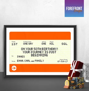 Personalised BIRTHDAY TRAIN TICKET print perfect/wedding/engagement gift idea - Picture 1 of 1