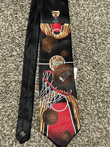 Detroit Pistons Vintage Neck Tie 90’s Retro Black Wide New Made USA Silk Cover