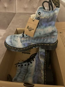 New Doc Dr. Martens 1460 Pascal Combat Boots Size 6 Blue Summer Tie-Dye (Tumbled - Picture 1 of 4