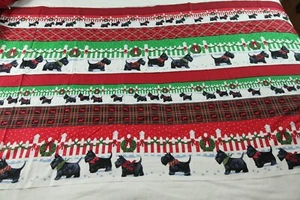 7.5Y Vintage Springs SCOTTIE DOG Plaid Tartan Terrier Border Cotton Fabric - Picture 1 of 15