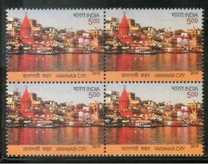 India 2016 Varanasi City River Ganges UNESCO World Heritage stamp Blk/4 - Picture 1 of 2