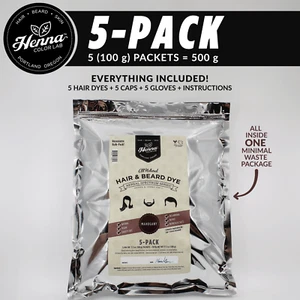 PACK OF 5 Mahogany Henna Hair & Beard Dye | 100% Natural | Henna Color Lab  - Picture 1 of 6