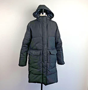 Everlane ReNew langer gefütterter Damenmantel Jacke schwarz Small Primaloft Reißverschluss Druckknopf Kapuze - Bild 1 von 20