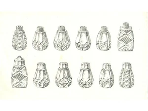 Original 30's line drawing design print Czech cut crystal glass condiment salts - Picture 1 of 1