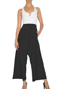 ANTONIO BERARDI Black White Silk Dress Jumpsuit 40 2   4