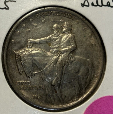 1925 STONE MOUNTAIN SILVER COMMEMORATIVE HALF DOLLAR COIN. FREE SHIPPING  - Image 1 of 4