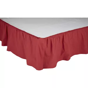 Barn Red 100% Cotton Queen Bed Skirt-Country Red Dust Ruffle for Victory Quilt - Picture 1 of 3