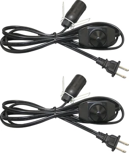 6 Feet Black Salt Lamp Cord with Dimmer Switch and E12 Socket 18 AWG (2 Pack, Bl - Picture 1 of 12