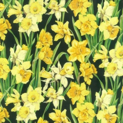 Nutex Fabric Spring Daffodils Easter Floral Quilting Dressmaking Craft Fabric - Image 1 of 4