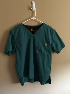 Carhartt Force Scrub Top Mens M Green V-Neck Vented Modern Fit Medical Shirt - Picture 1 of 4