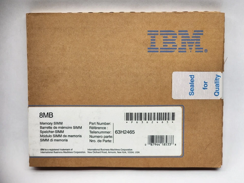 IBM 63H2465 4320 8MB Dram SIMM Memory New Sealed - Image 1 of 3
