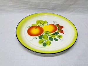 RARE Vintage Enamelware Granitware 12” Serving Tray Colorful Fruit - Bild 1 von 6