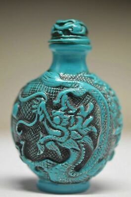 Exquisite Chinese Resin Hand Carved Dragon Phoenix Snuff Bottle Zrf • 10.88£