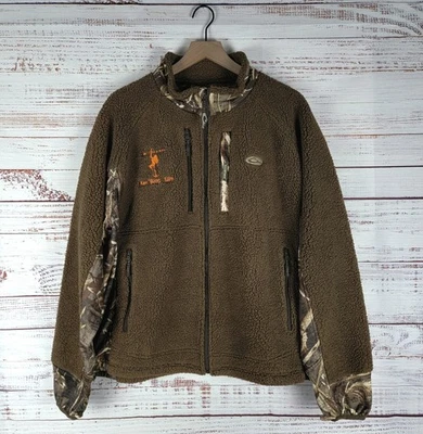 Drake Waterfowl Mens Size L MST Camo Sherpa Fleece Hybrid Liner Full Zip *LOGO* - Image 1 of 4