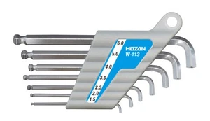 HOZAN Ball Point Wrench Set, 7 Piece Set, Full Length Short Type, Hex Wrench, Al - Picture 1 of 6