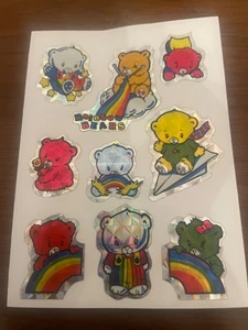 Vintage 80’s Bears & Rainbows, Foil Prism Decal Sticker Sheet - Rare - Bild 1 von 6