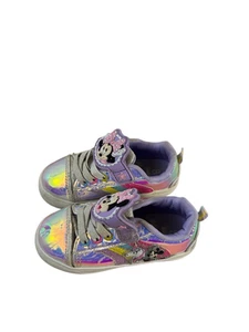 Minnie Mouse unicorn rainbow size 8 tennis shoes shiny faux laces - Picture 1 of 7