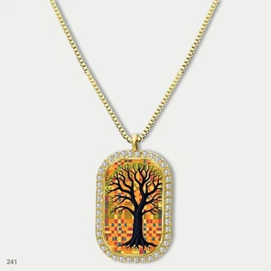 Impresionante Colorido Árbol de la Vida Colgante Collar Cadena Imagen Etiqueta de Perro Cadena Regalo D - Imagen 1 de 4