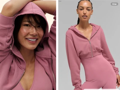 alo yoga Sweet Escape Zip Up Hoodie in Pink Wild Rose,NWT, Med.orig$108 - Image 1 of 3
