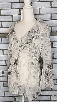 ☆ Blusa Zara Manga Larga Transparente Botón Frontal Estampado Animal Mediana Multicolor NUEVA CON ETIQUETAS Foto 1 de 4