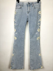 Driftwood Isabel Floral Embroidered Flare Leg Jeans Size 27 Excellent Condition - Picture 1 of 10