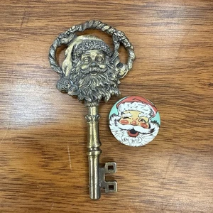 Santa’s Magic Key 4.25” Metal & Santa Pin LOT - Picture 1 of 5