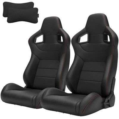 2Pcs Universal Racing Seats for Volkswagen Cars PVC Racing Bucket w 2 Sliders Foto 1 de 4