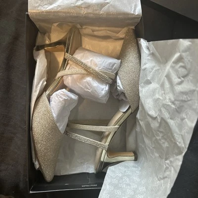 Zapatos de salón Nina Billie metálicos brillantes estrás punta con cordones talla para mujer Foto 1 de 4