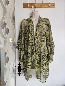 LIME GREEN OVERSIZED BEACH HOLIDAYS KIMONO COVER UP **UK 18-20-22** - Picture 1 of 9
