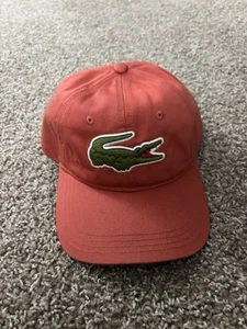 Lacoste Leather Strapback Adjustable Hat Cap Crocodile Casual Dad Men Women Red - Picture 1 of 1