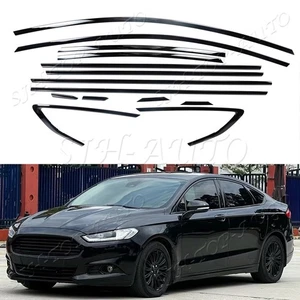 Fits For Ford Fusion 2013-2020 Gloss Black Car Window Molding Cover Trim 14pcs - Picture 1 of 8