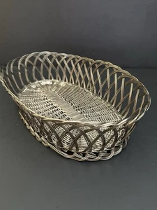Vintage Silverplate French Style Wire Weave Basket Decor Bread Organizer 11”x7” - Picture 1 of 17