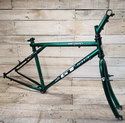 1995 GT Outpost Trail 18” Frame & Fork Candy Evergreen Triple Triangle MTB CrMo - Image 1 of 4