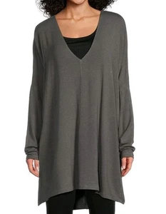 Bryn Walker French Terry Knit Raquel V-Neck Long Sleeve Lagenlook Tunic Medium - Picture 1 of 7