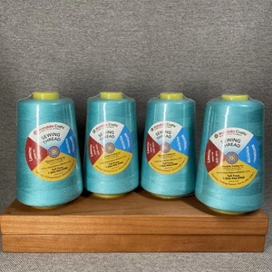 Lot of 4 Spools Turquoise Blue Polyester Cone Thread, 6000 Yds Mandala Crafts - Picture 1 of 3