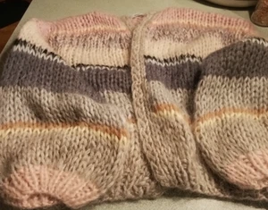 Maiami Mohair Bomber Cardigan Maglione Maglia Aperto davanti S/M Rosa, Grigio, Bianco - Foto 1 di 8