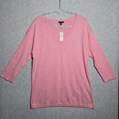 Talbots Petite Womens Sweater M Petite Marled VNeck Pullover Top Lightweight  - Image 1 of 4