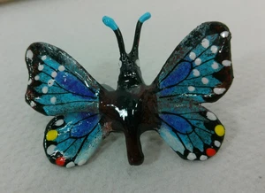 Vtg Hand Made & Painted Paper Mache? Enamel Whimsical Art Butterfly Pin Brooch - Picture 1 of 22