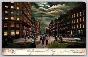 Postcard Ohio Cleveland Euclid Avenue At Night Full Moon Posted 1907 Stamp UDB - Picture 1 of 2