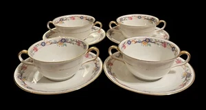 Set Of 4 Antique C Ahrenfeldt Limoges France Depose Cup & Saucer Set Floral EUC - Picture 1 of 14
